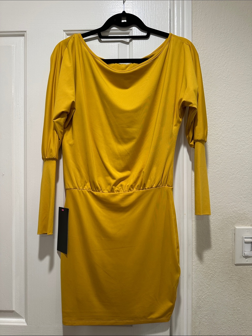 bobeau Mustard Yellow Long-Sleeve Sheath Dress